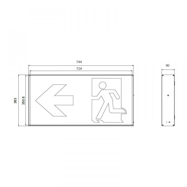 Afmeting groot nood uitgangsbord