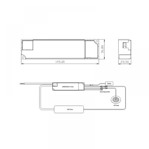 Afmeting noodmodule verlichting