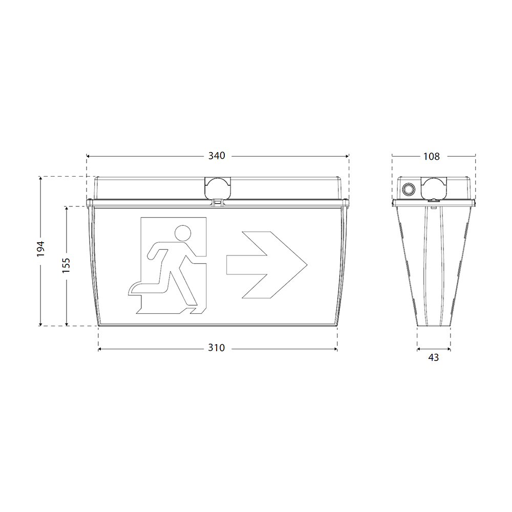 LED uitgangsbord afmeting