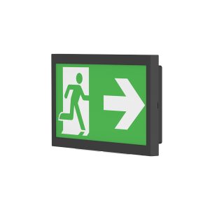 Nood uitgangbord zwart muur