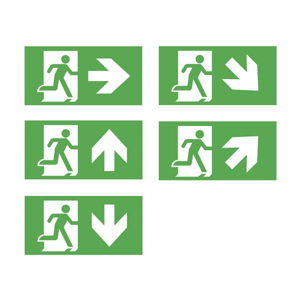 Pictorgrammen voor vluchtwegverlichting